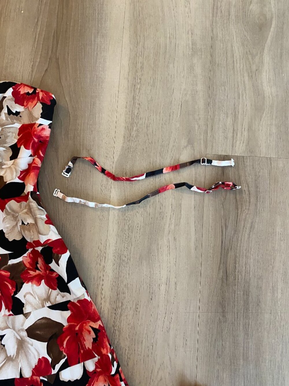 White House Black Market Strapless Floral Fit & Flare Dress Size 0 Pockets Retro - Picture 6 of 11